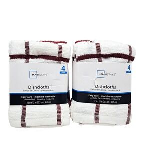Mainstays Dishcloths 8‎ Pack Kitchen Towels Absorbent Cotton Blend Red Sedona